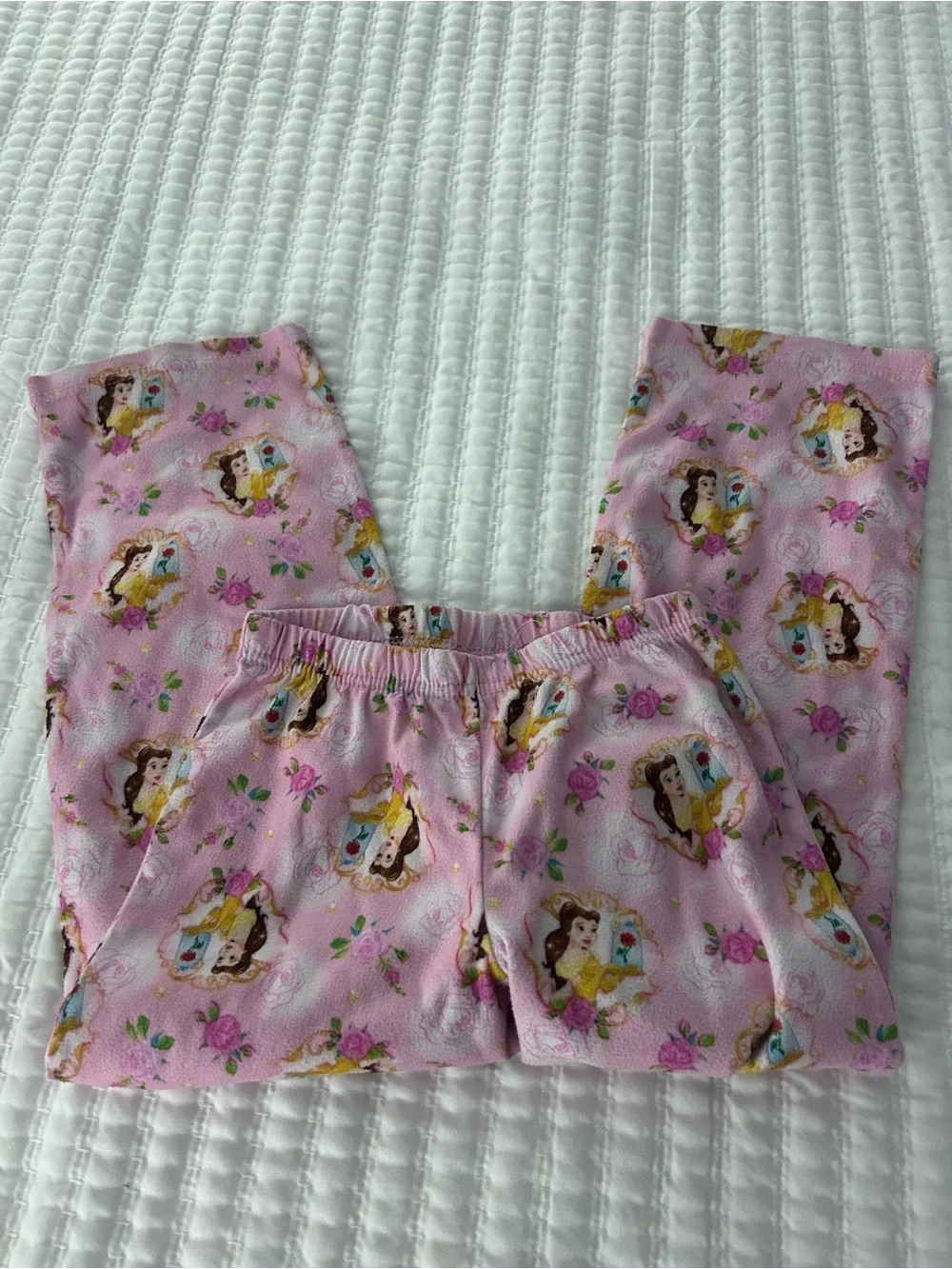 Disney Girls Pink Princess Bell Pajama Set  Size S (6/6X)